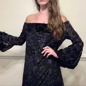 Velvet Brocade bell sleeve mini